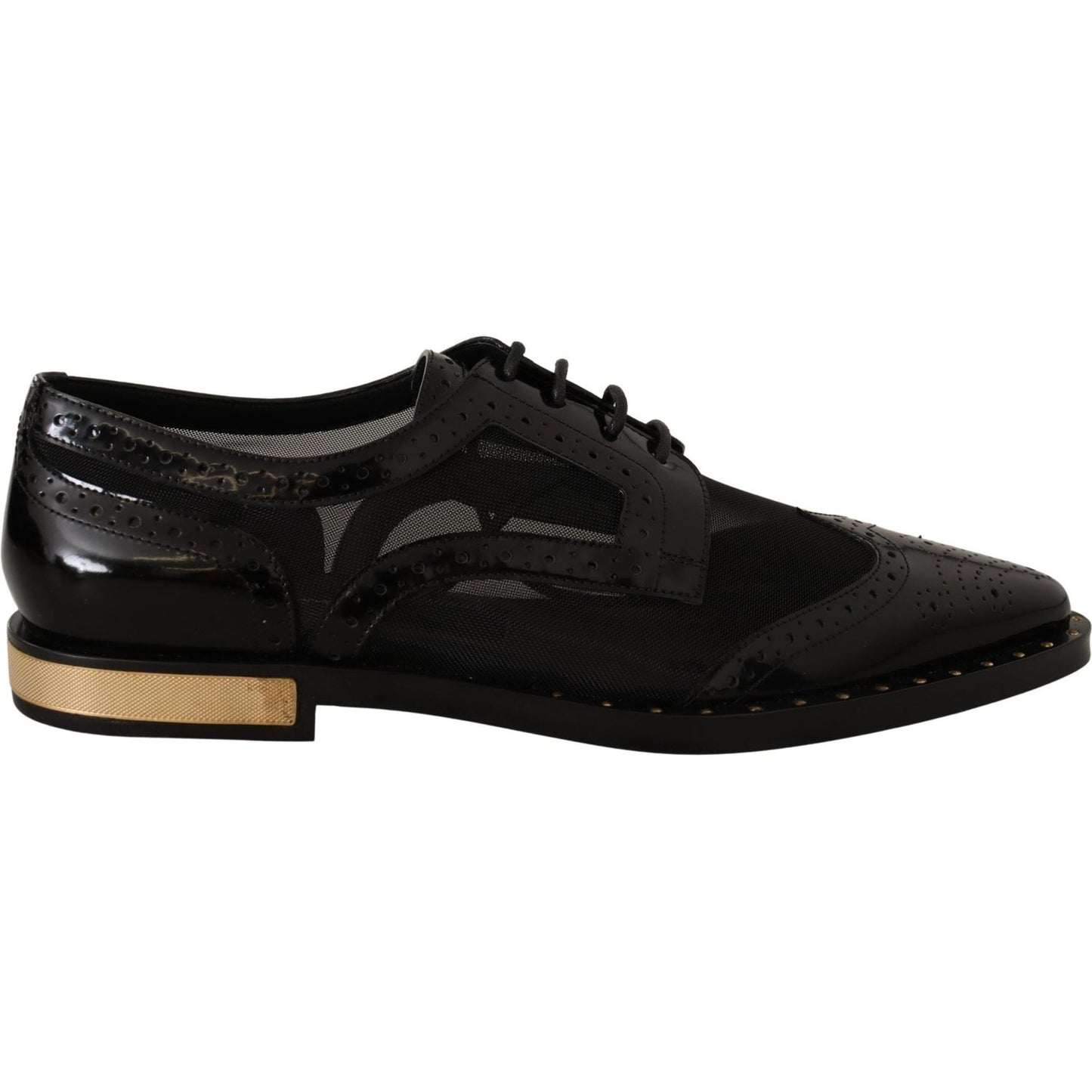 Dolce & Gabbana Elegant Gold-Trimmed Black Oxford Lace-Ups Dolce & Gabbana Black