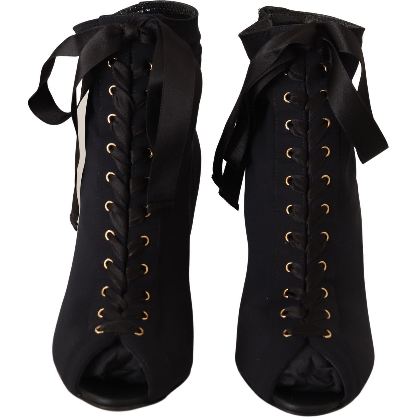 Dolce & Gabbana Elegant Ankle Open Toe Heel Boots Dolce & Gabbana Black