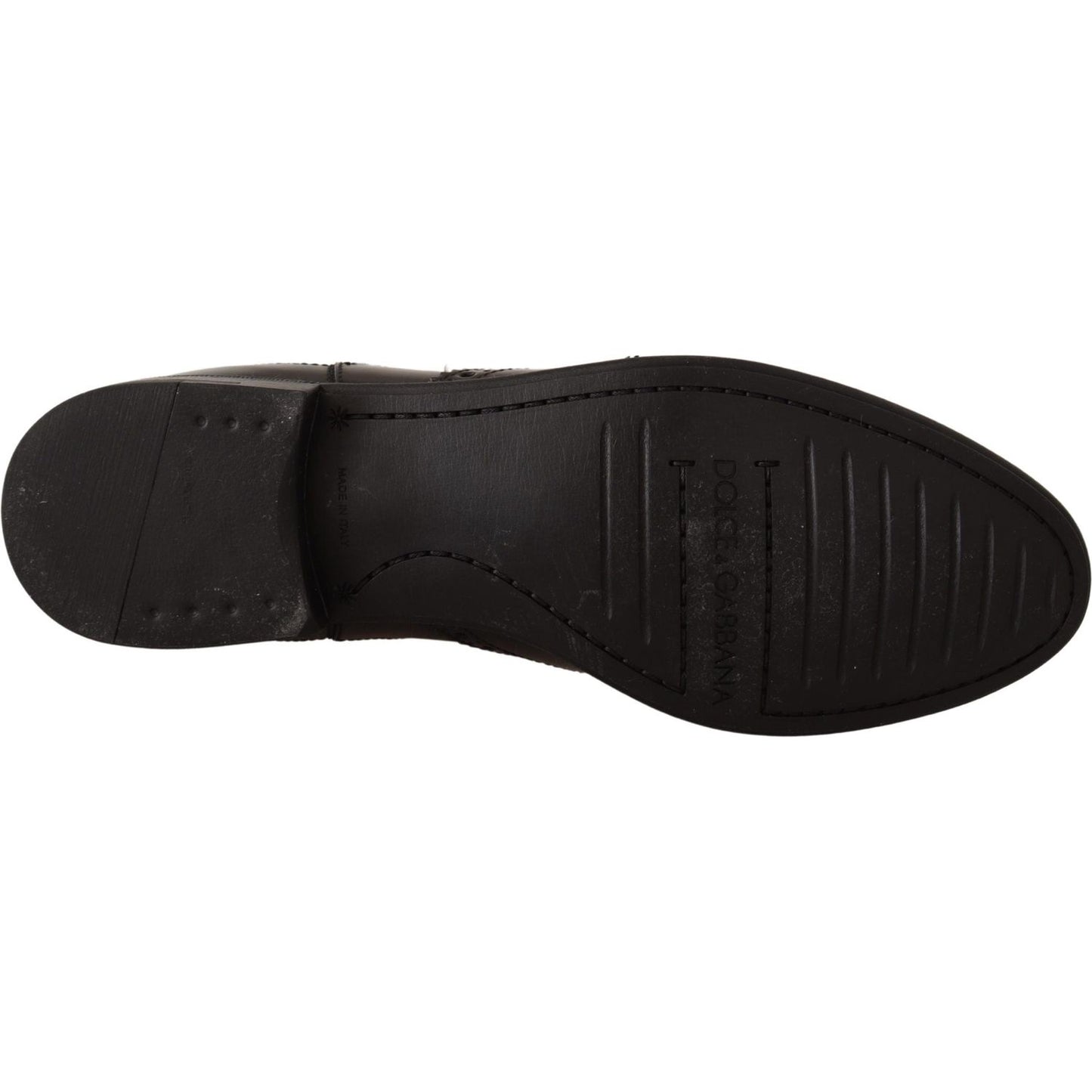 Dolce & Gabbana Elegant Black Ankle Wingtip Oxford Boots Dolce & Gabbana Black