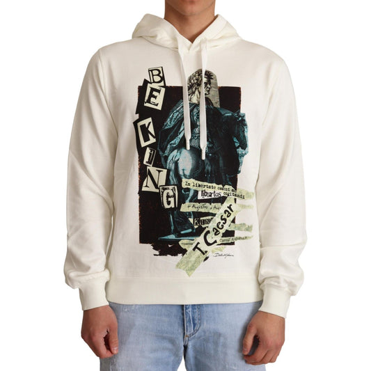 Dolce & Gabbana White King Ceasar Cotton Hooded Sweater