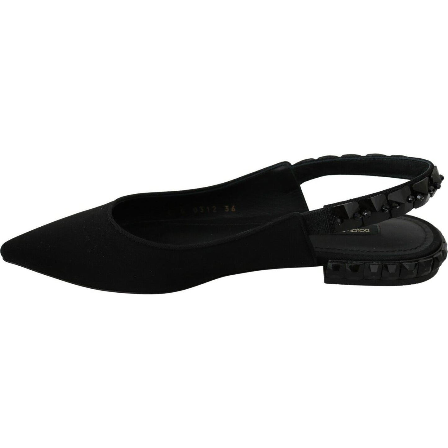 Dolce & Gabbana Elegant Silk Blend Slingback Flats with Crystals Dolce & Gabbana Black
