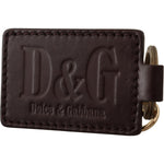 Dolce & Gabbana Brown Leather Logo Metal Ring Hook Keychain SMY100704