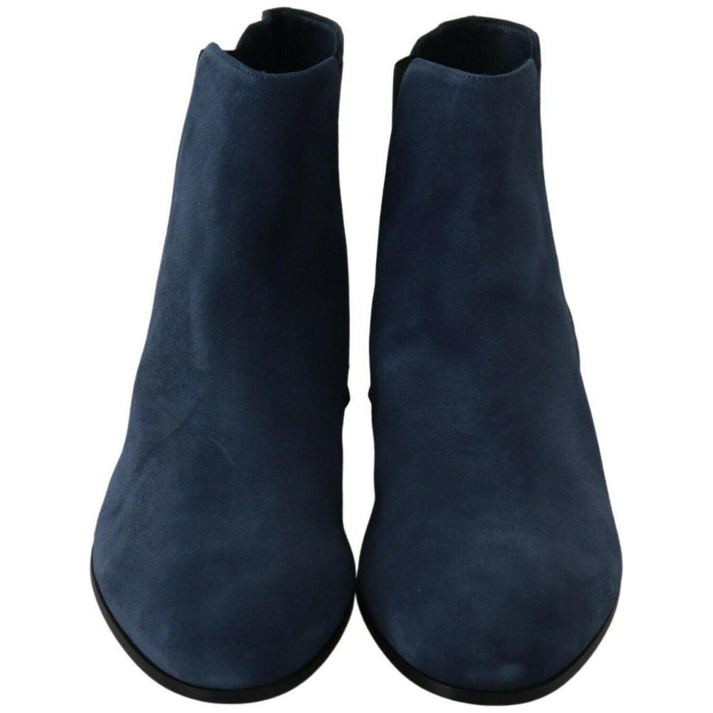 Dolce & Gabbana Chic Blue Suede Mid-Calf Boots with Stud Details Dolce & Gabbana Dark Slate Gray