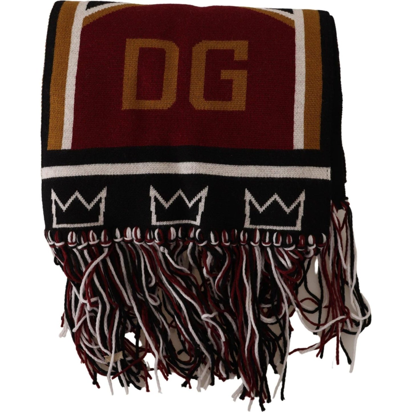 Dolce & Gabbana Multicolor Wool Knit DG King Shawl Wrap Scarf Wool Wrap Shawl Scarf