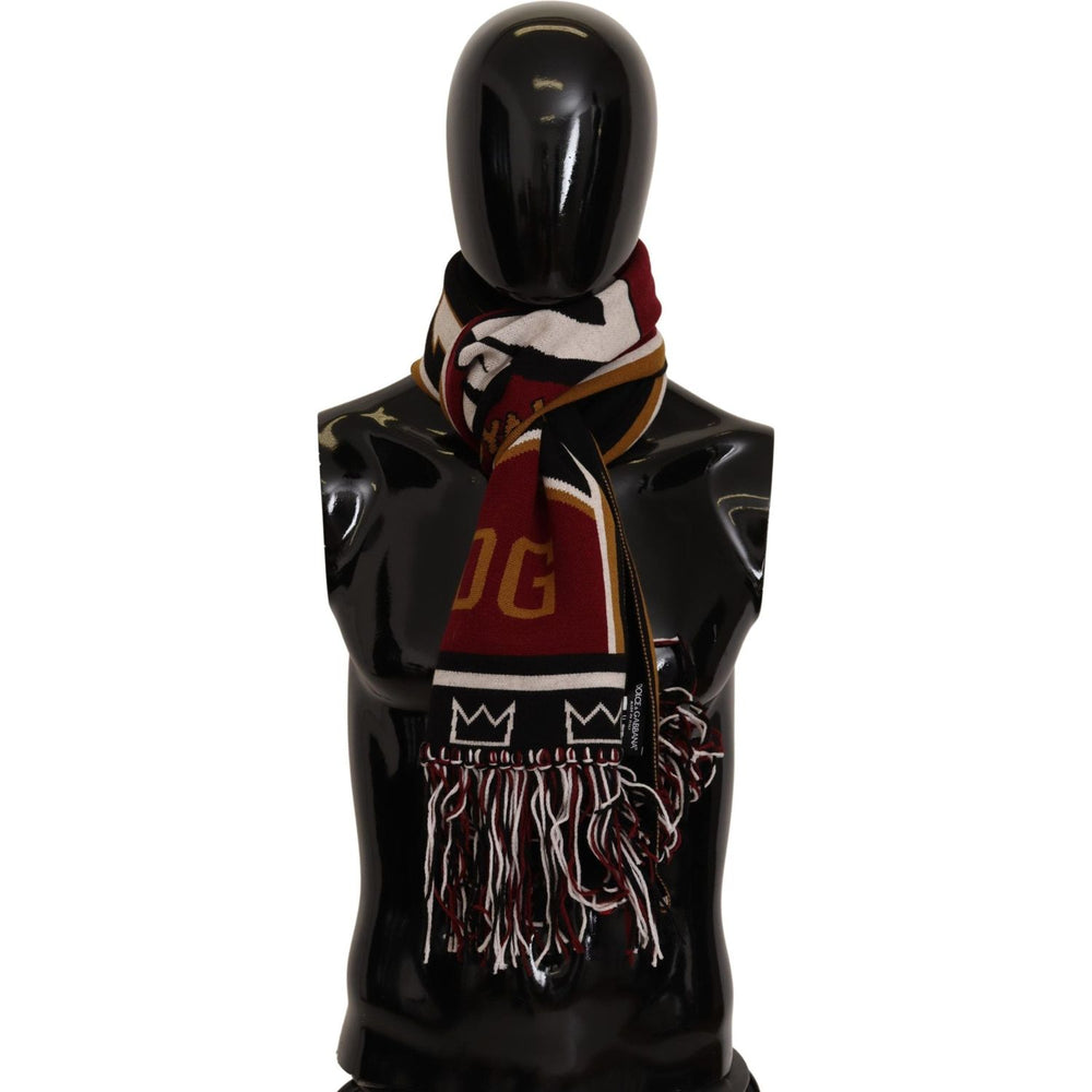 Dolce & Gabbana Multicolor Wool Knit DG King Shawl Wrap Scarf Wool Wrap Shawl Scarf