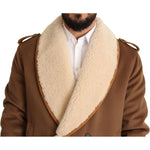 Dolce & Gabbana Brown Double Breasted Shearling Coat Jacket JKT2910-54