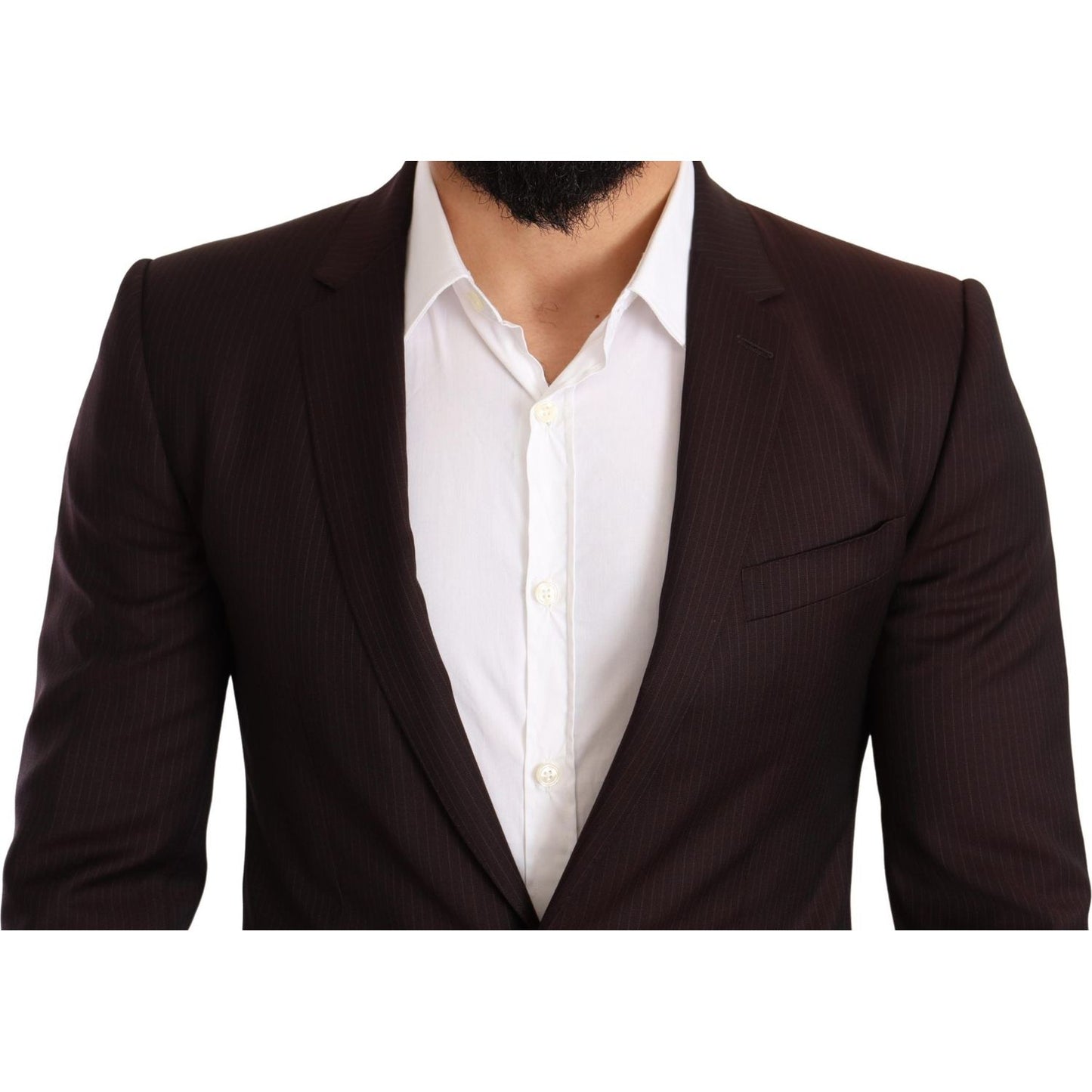 Dolce & Gabbana Elegant Bordeaux Striped Martini Suit Suit Dolce & Gabbana Light Gray