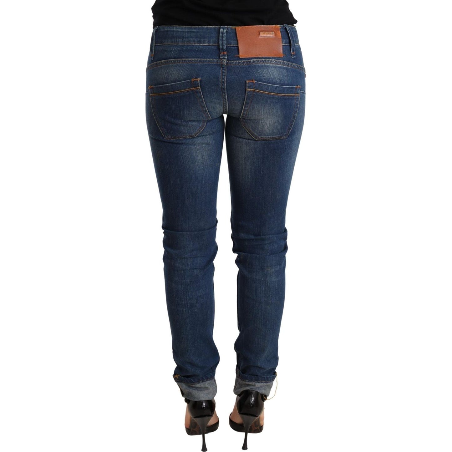 Acht Chic Blue Washed Push-Up Skinny Jeans Jeans & Pants Acht Dark Slate Gray