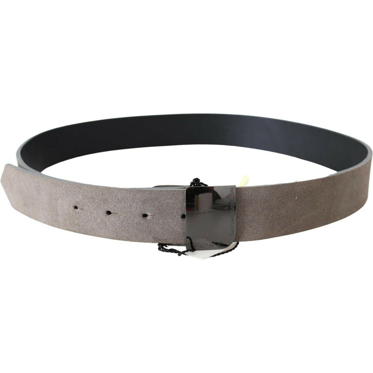 Costume National Brown Leather Square Logo Buckle Belt