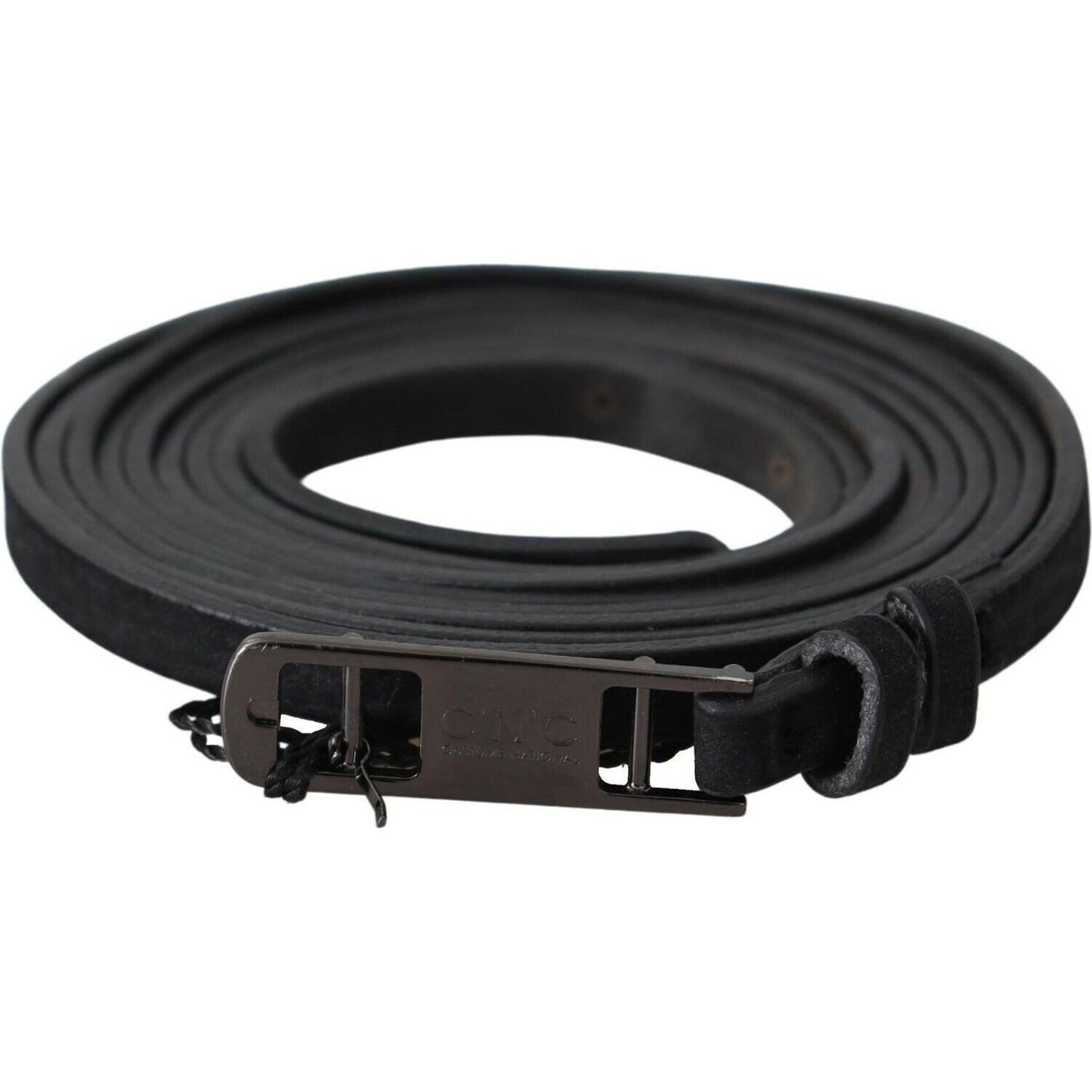 Costume National Elegant Black Leather Adjustable Belt Costume National Dark Slate Gray
