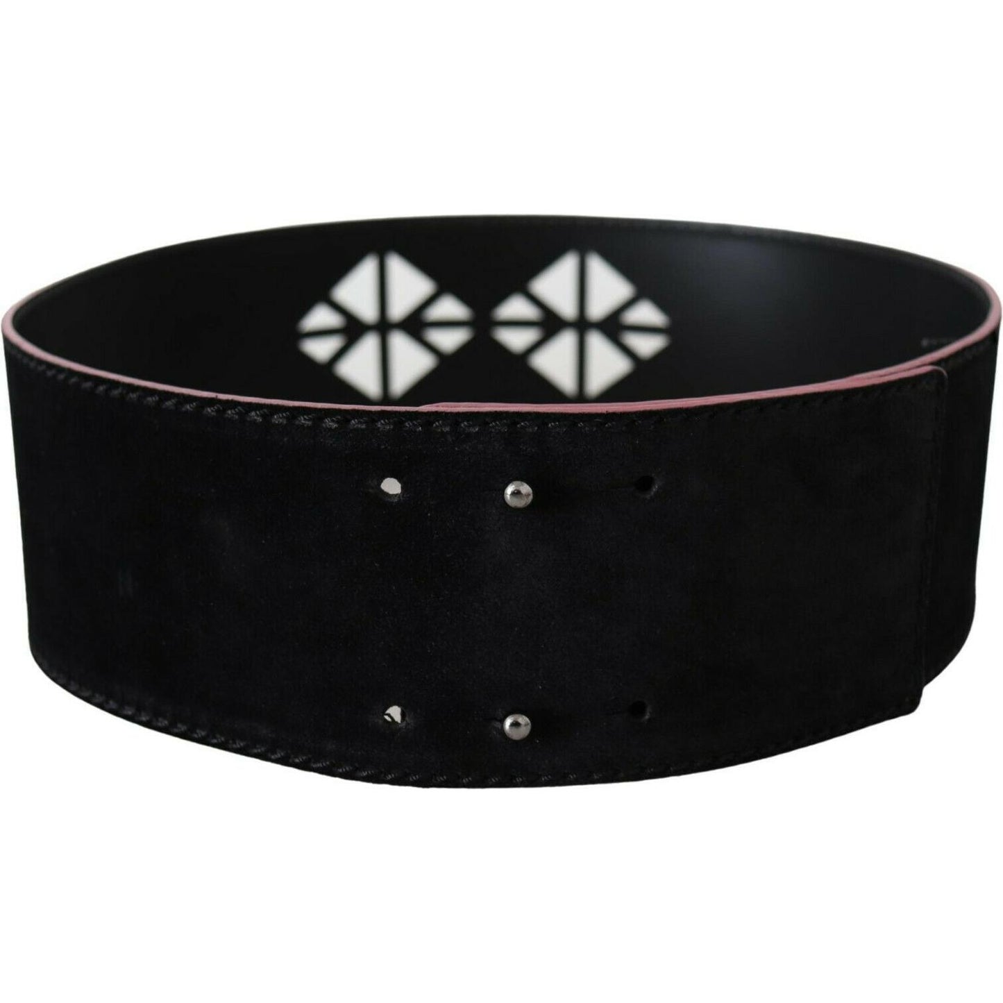 Costume National Elegant Wide Leather Fashion Belt with Metal Accents Costume National Black