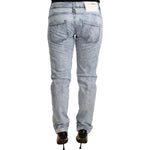 Acht Light Blue Washed Cotton Folded Hem Denim Trouser Jeans & Pants