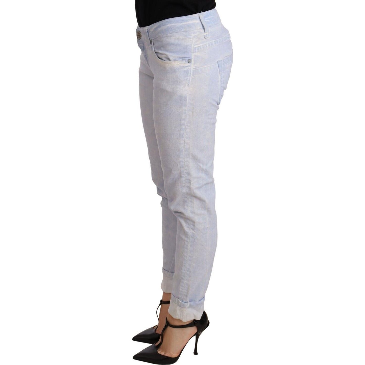 Acht Light Blue Cotton Push Up Denim Jeans Jeans & Pants Acht Gray