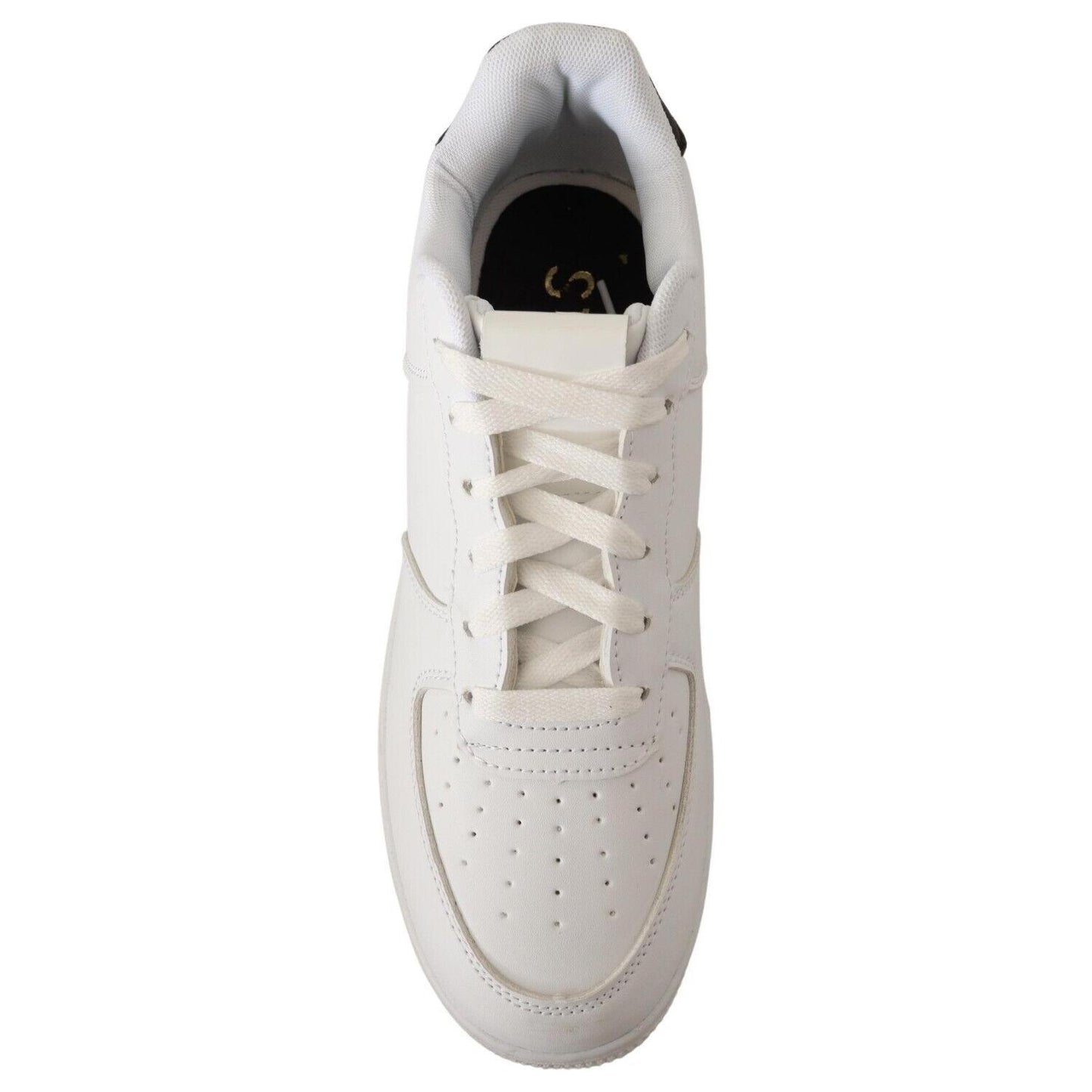 SIGNS White Leather Perforated Lace Up Sneakers Casual Men Shoes