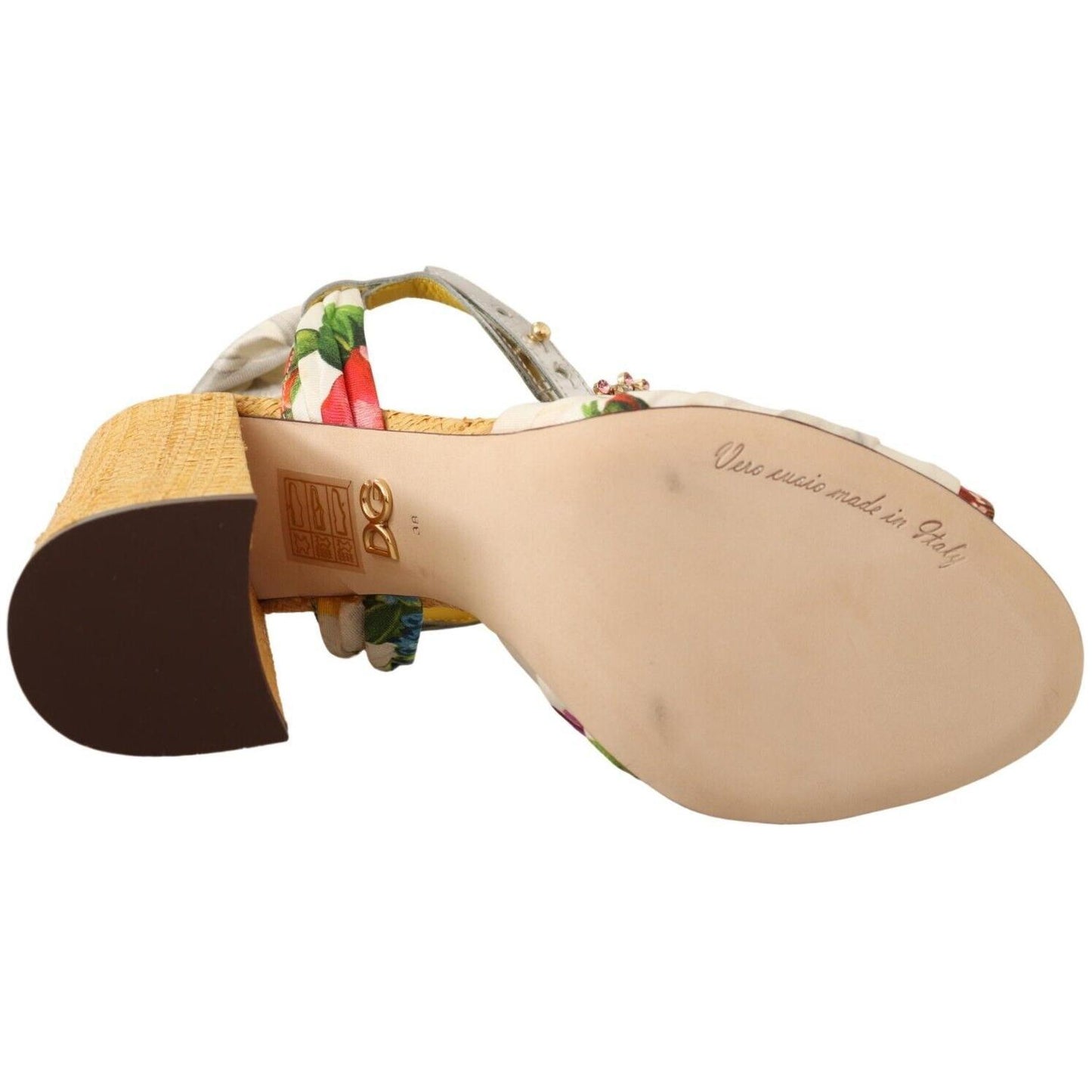 Dolce & Gabbana Multicolor Crystal Embellished Heel Sandals HIGH HEEL SANDALS Dolce & Gabbana Tan