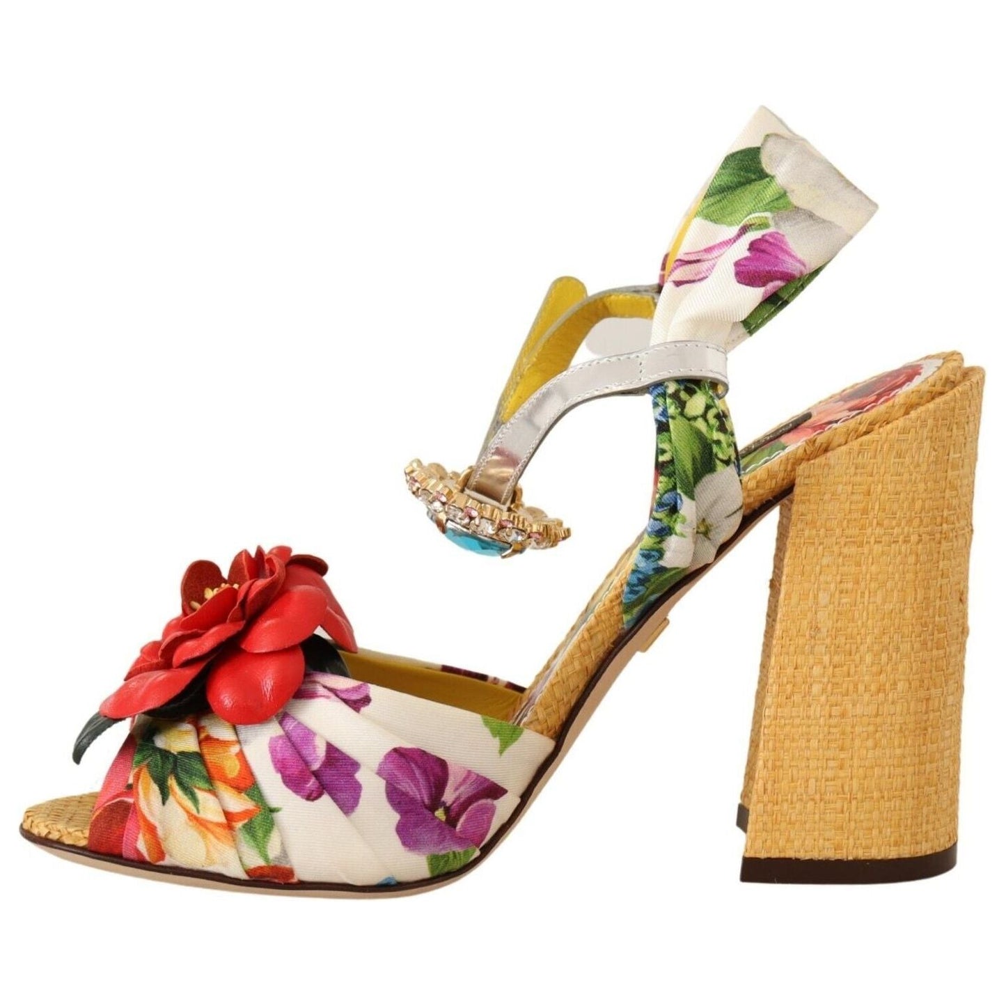 Dolce & Gabbana Multicolor Crystal Embellished Heel Sandals HIGH HEEL SANDALS Dolce & Gabbana Dark Khaki