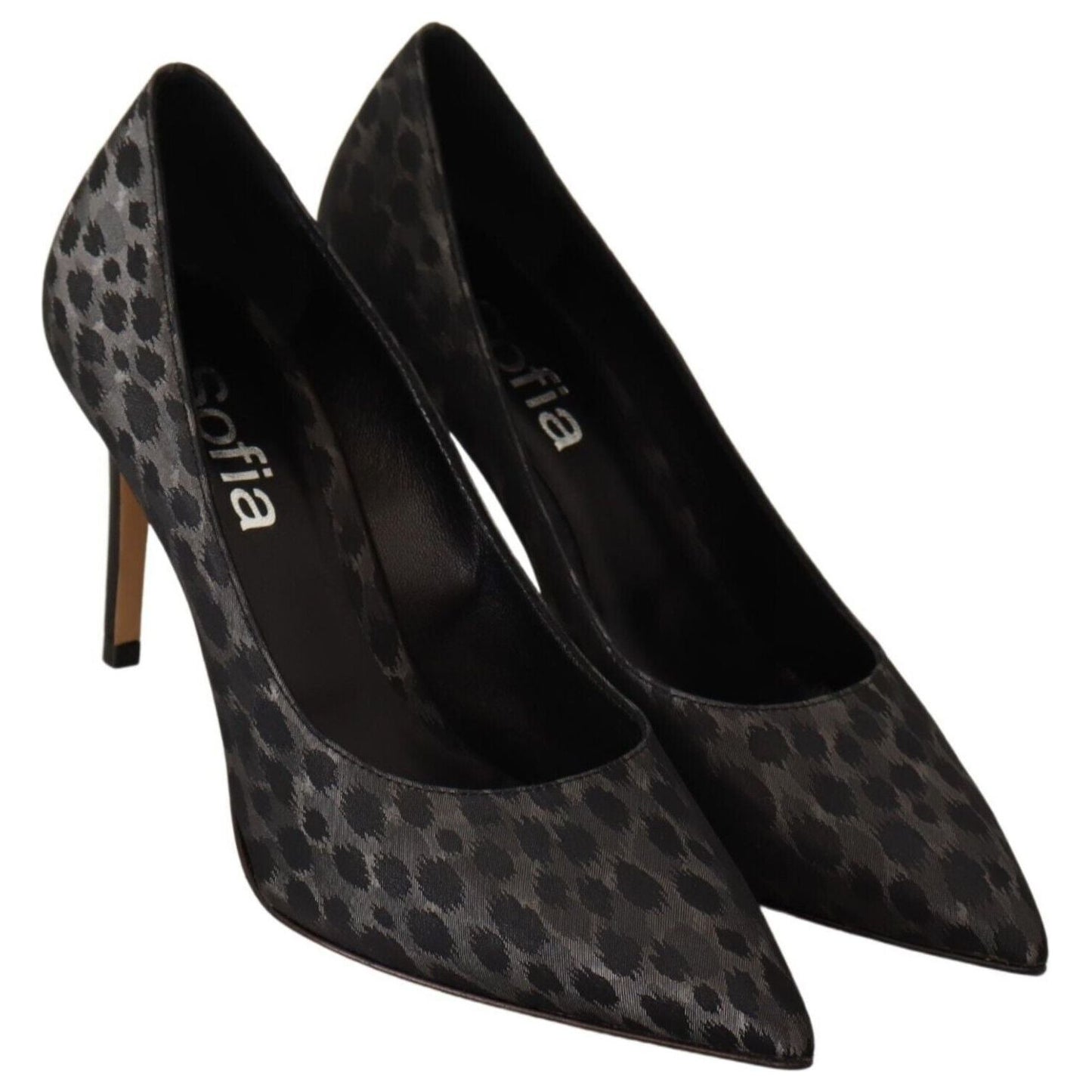 Sofia Elegant Black Leopard Print Leather Heels WOMAN PUMPS Sofia Black