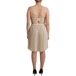 Guess Beige Checkered Pleated A-line Strapless Bustier Dress DR28559 - 40