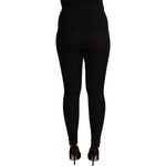 Dolce & Gabbana Black Cashmere Stretch Waist Tights Pants Jeans & Pants