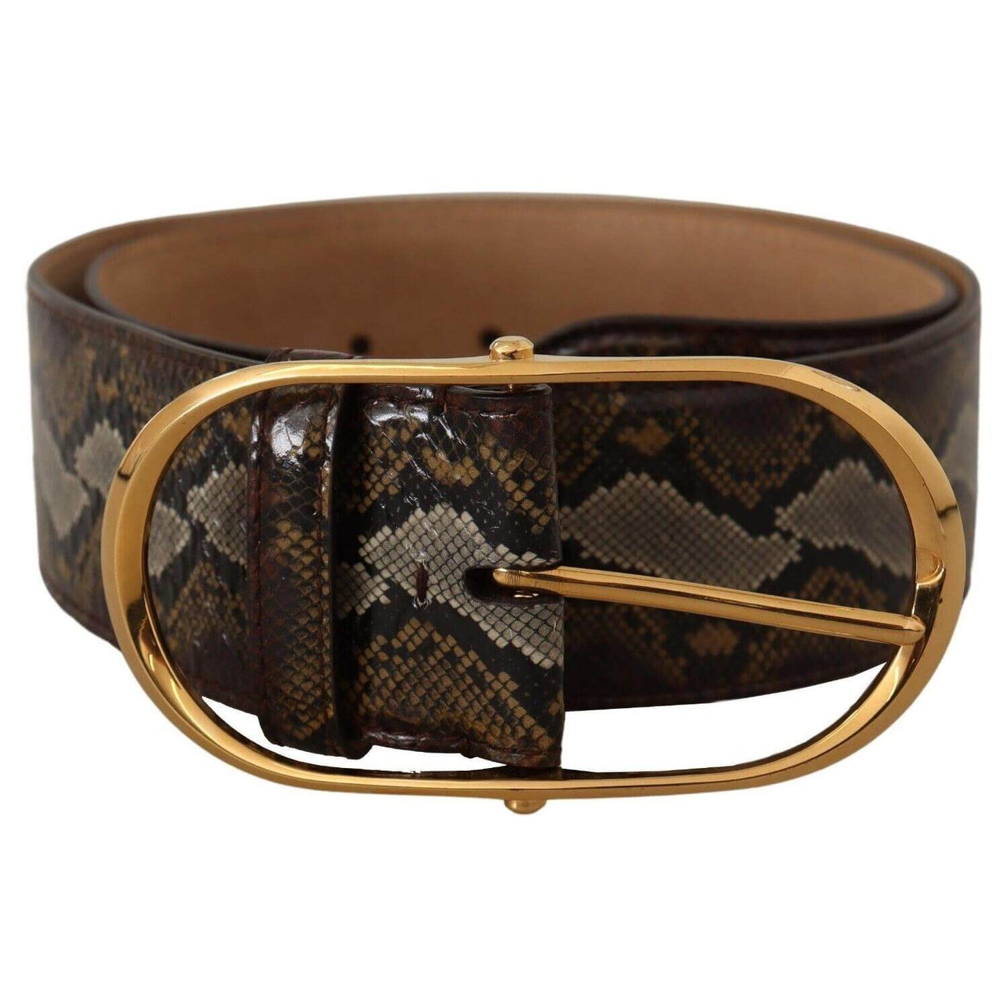 Dolce & Gabbana Elegant Gold Oval Buckle Leather Belt Dolce & Gabbana Dark Slate Gray