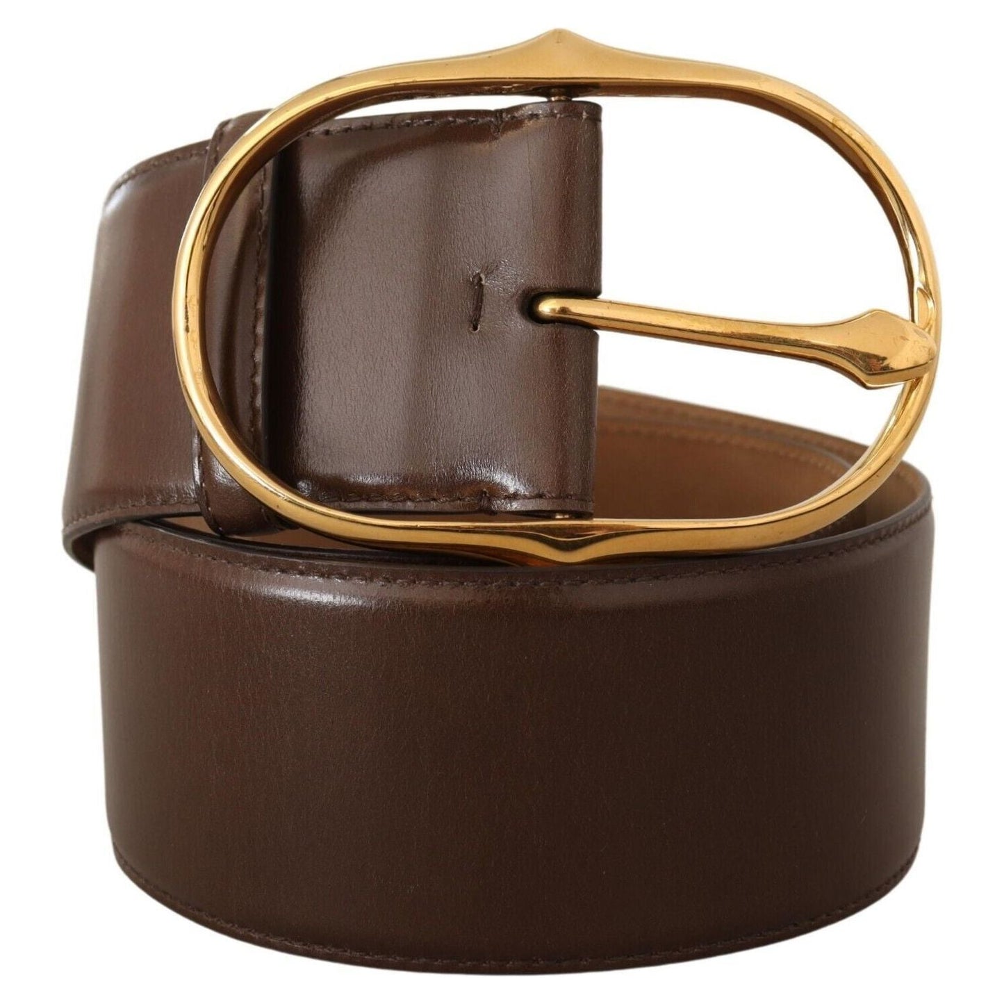 Dolce & Gabbana Elegant Brown Leather Belt with Gold Buckle Dolce & Gabbana Dark Slate Gray