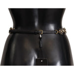 Dolce & Gabbana Black Daisy Crystal Dauphine Texture Belt WOMAN BELTS