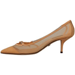 Dolce & Gabbana Peach Mesh Leather Chains Heels Pumps Shoes