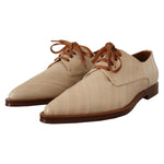 Dolce & Gabbana White Eel Leather Lace Up Formal Flats Shoes LA9658 - 39