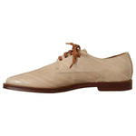 Dolce & Gabbana White Eel Leather Lace Up Formal Flats Shoes LA9658 - 39