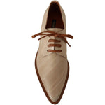 Dolce & Gabbana White Eel Leather Lace Up Formal Flats Shoes LA9658 - 39