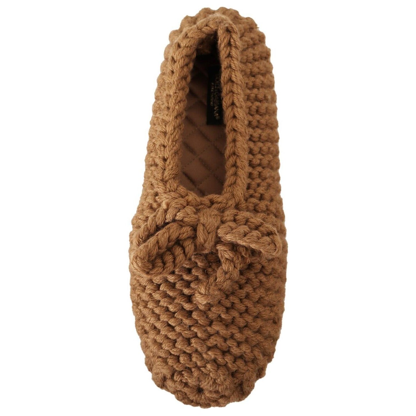 Dolce & Gabbana Elegant Wool Knit Ballerina Flats in Brown Dolce & Gabbana Sienna