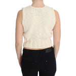 PINK MEMORIES Beige Cotton Blend Knitted Sleeveless Sweater