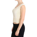 PINK MEMORIES Beige Cotton Blend Knitted Sleeveless Sweater SIG30256-1