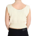 PINK MEMORIES Beige Cotton Blend Knitted Sleeveless Sweater SIG30256-1