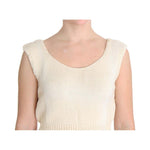 PINK MEMORIES Beige Cotton Blend Knitted Sleeveless Sweater SIG30256-1