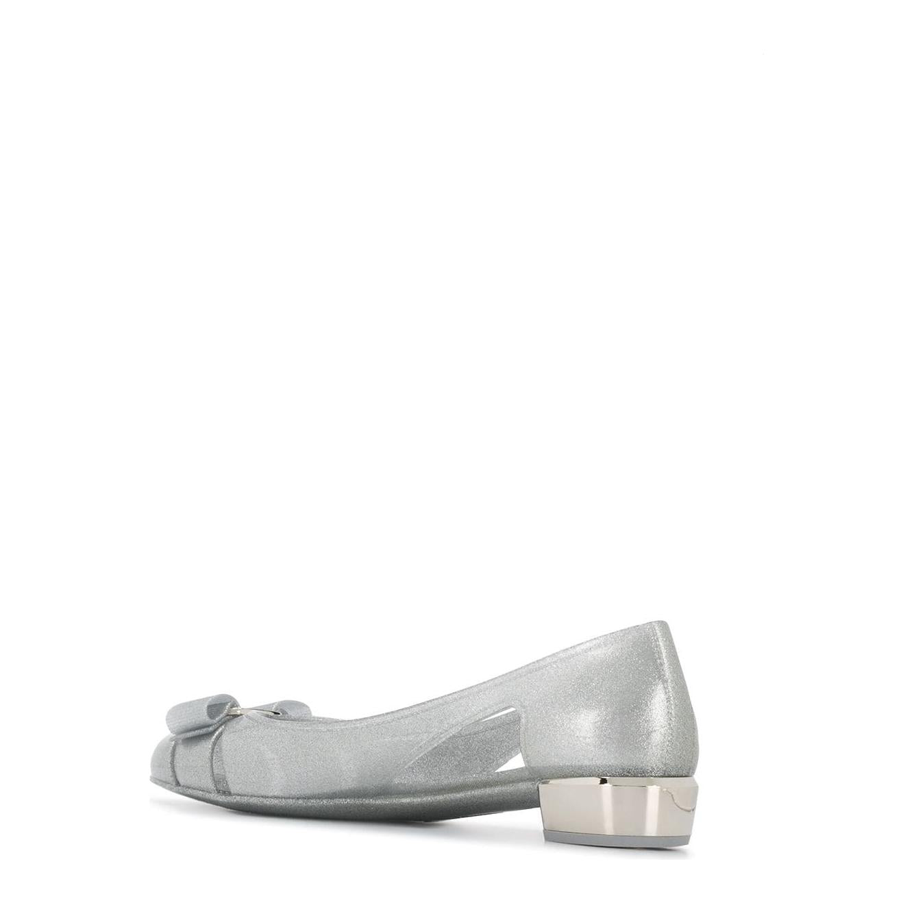 Ferragamo With Heel Silver High Heel Ferragamo Gray