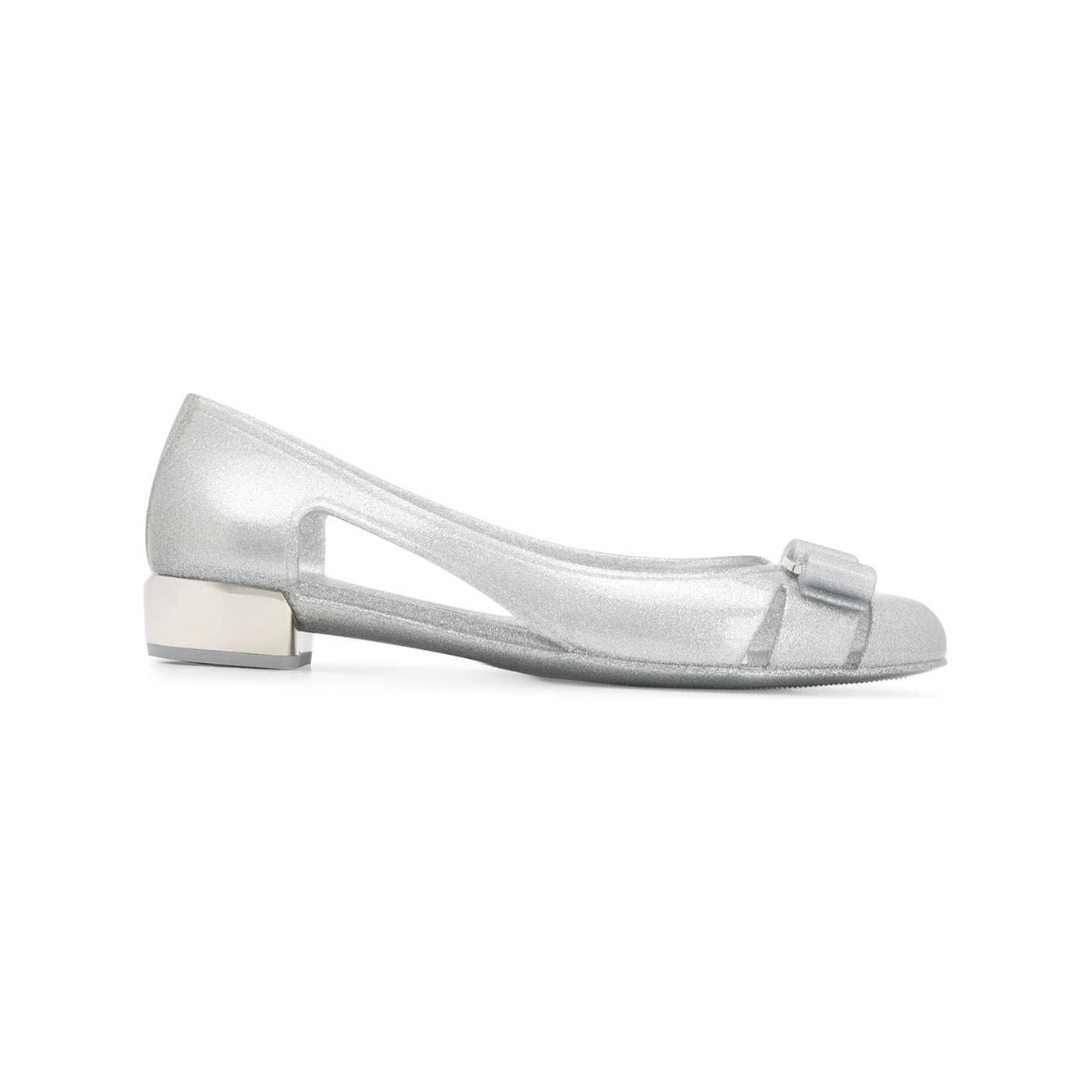 Ferragamo With Heel Silver High Heel Ferragamo Light Gray