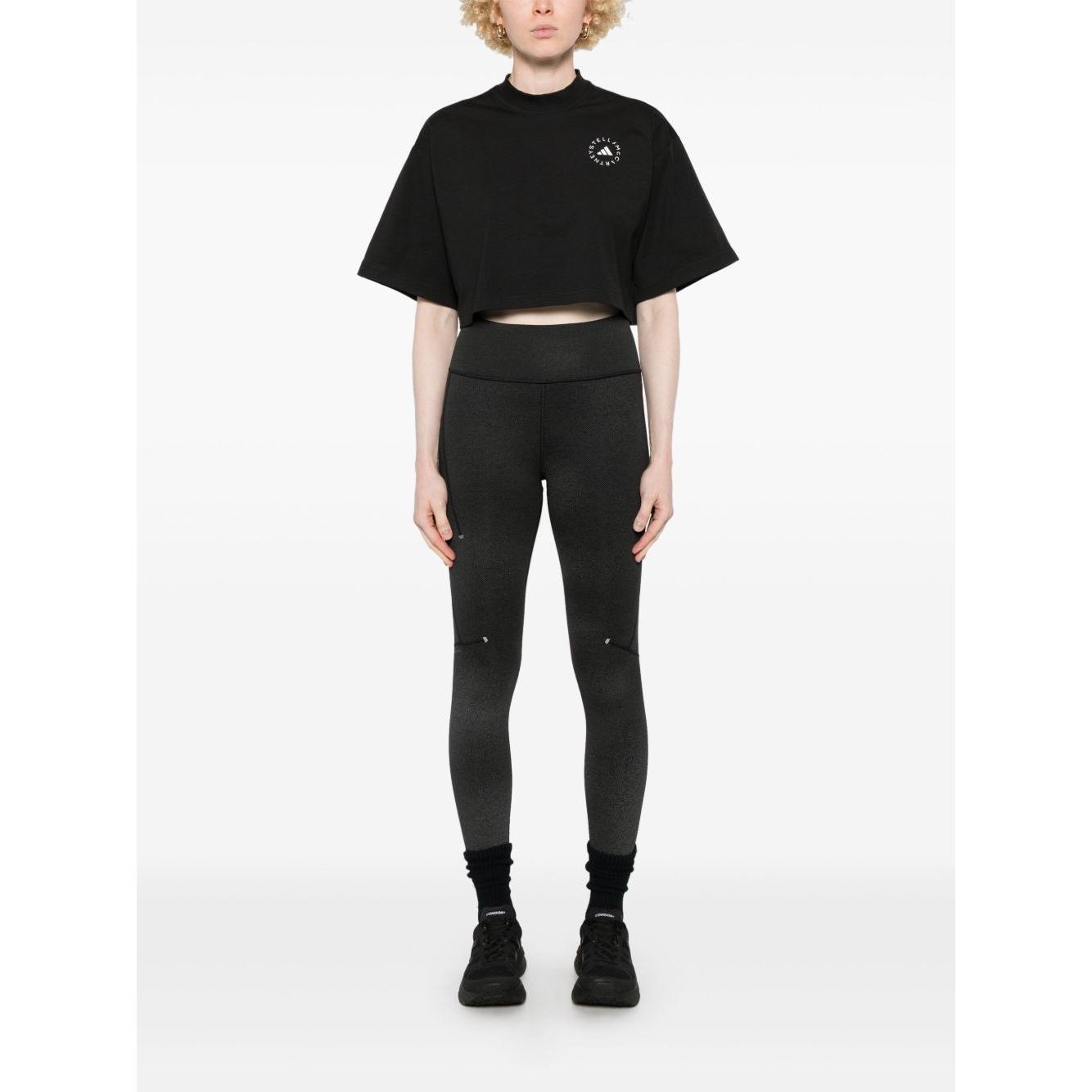 Adidas By Stella McCartney Planet Sport Cropped T-Shirt Topwear Adidas By Stella McCartney Black