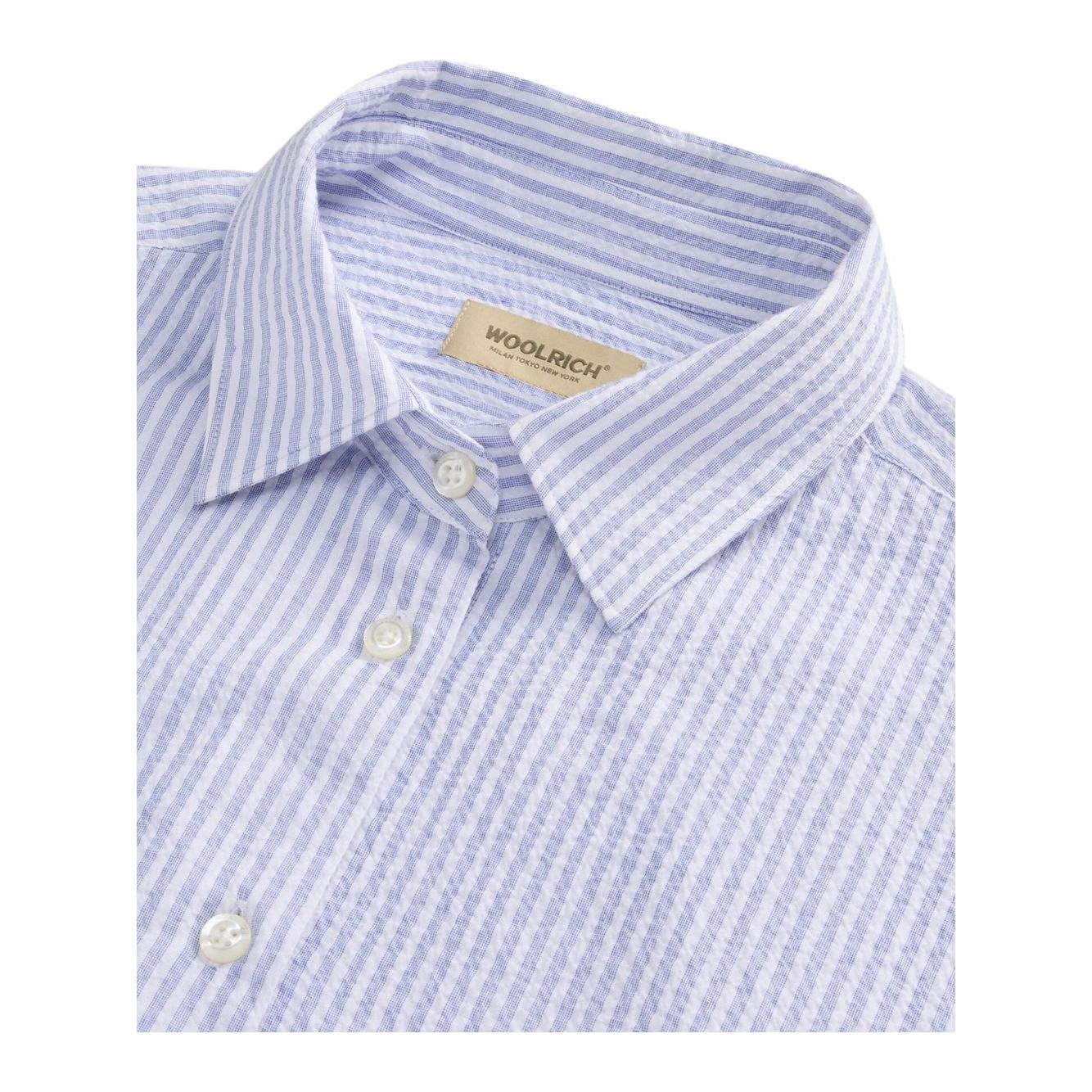 Woolrich Blue stripe cotton shirt Shirts Woolrich Light Gray