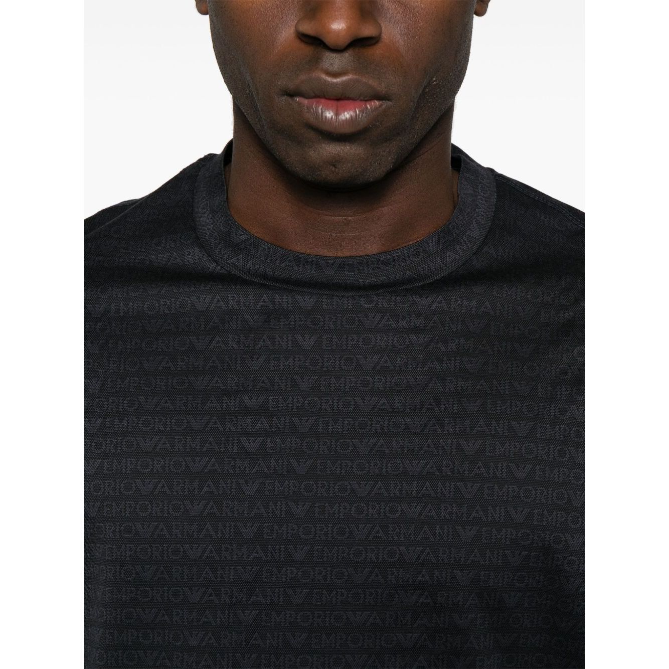 Emporio Armani jersey T-shirt with all-over flocked logo lettering