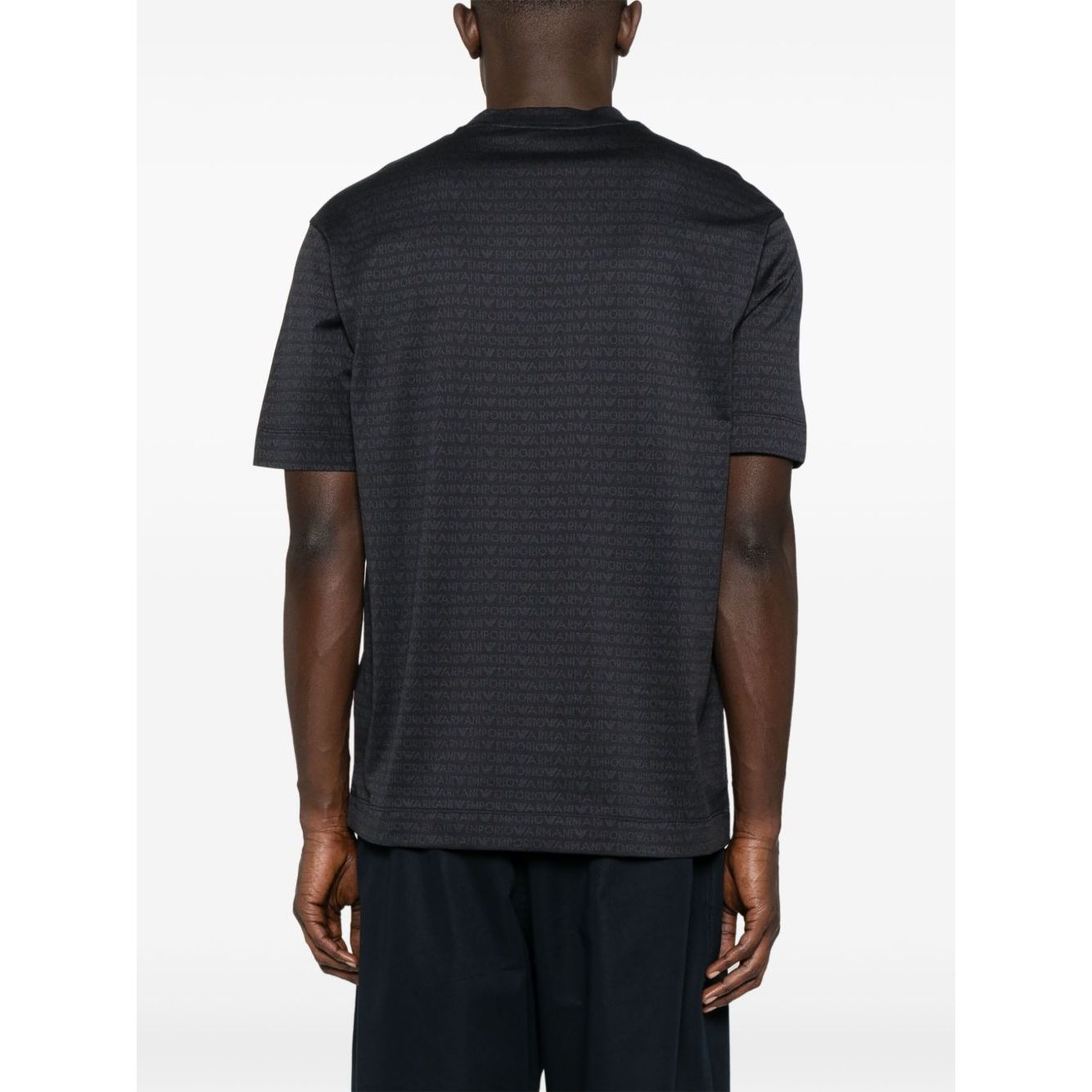 Emporio Armani jersey T-shirt with all-over flocked logo lettering Topwear