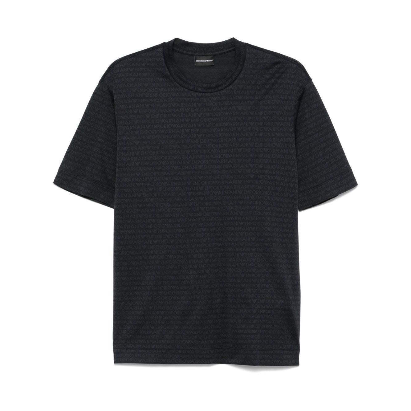 Emporio Armani jersey T-shirt with all-over flocked logo lettering Topwear
