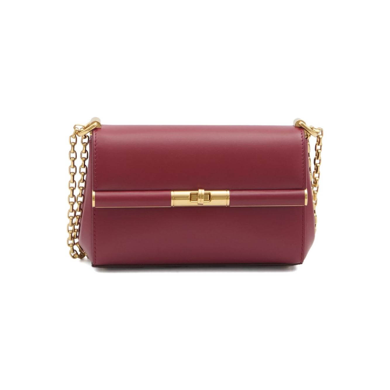 Dolce & Gabbana red mini Marlene shoulder bag with chain-link strap and foldover top, featuring turn-clasp fastening.