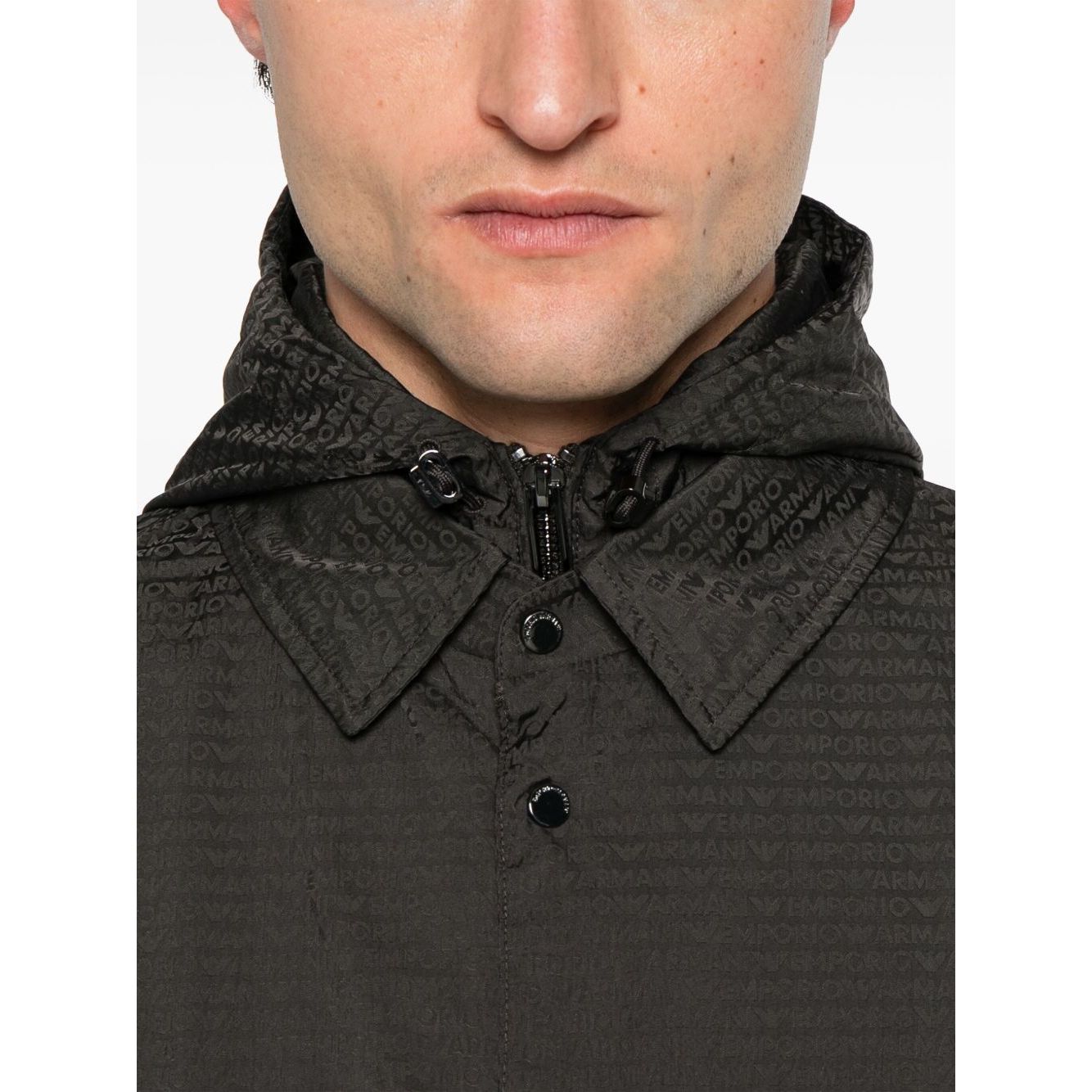 Emporio Armani Blouson with internal nylon bib jacquard all-over lettering Jackets