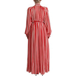 Dolce & Gabbana White Red Silk A-Line Shift Gown Dress