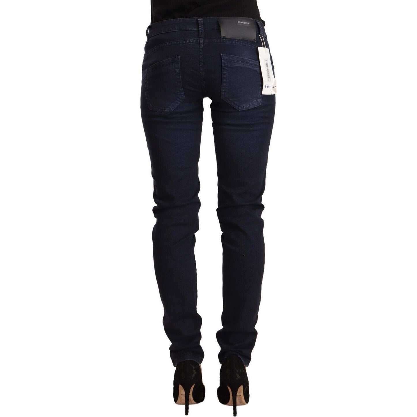 Acht Blue Washed Cotton Low Waist Slim Fit Denim Jeans