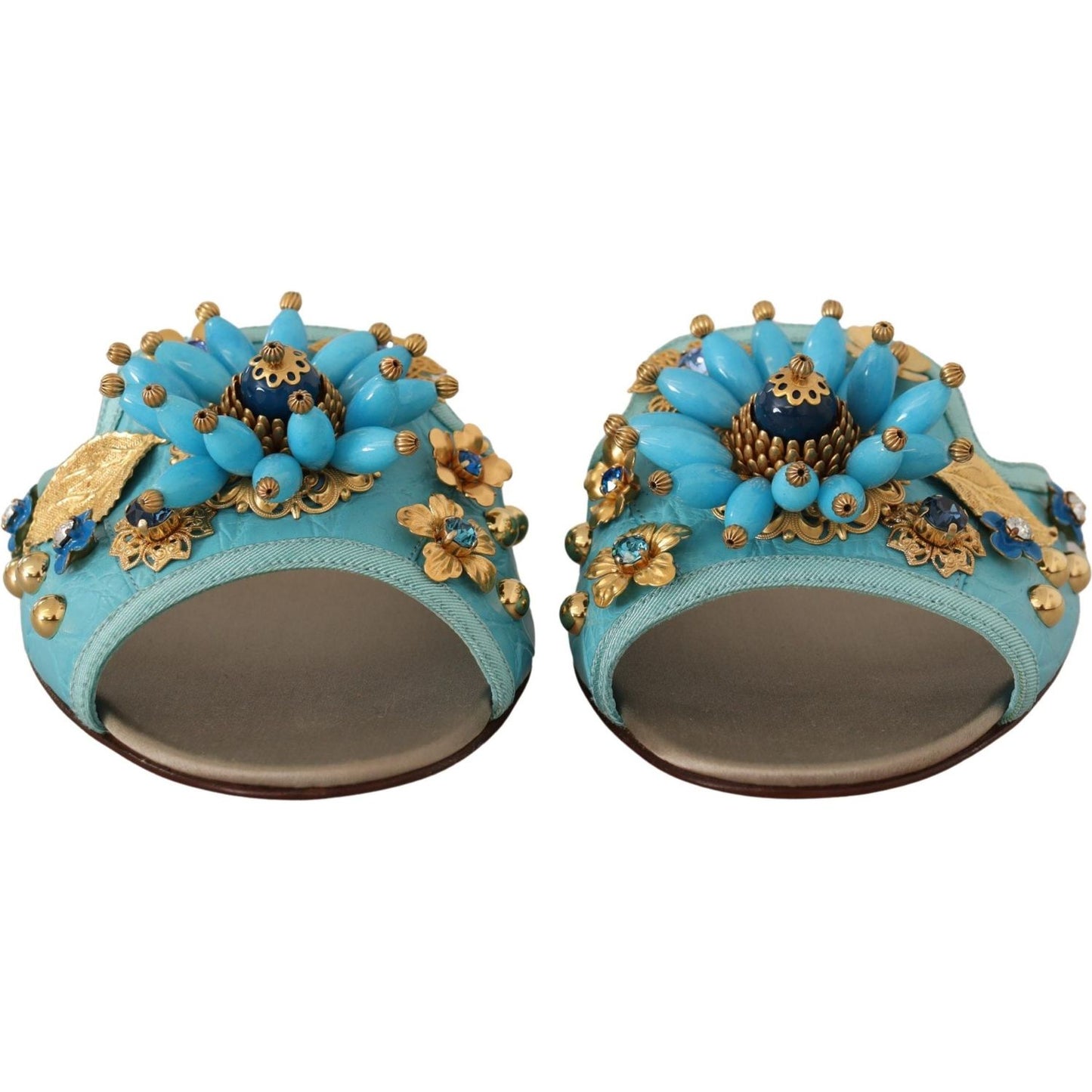 Dolce & Gabbana Exquisite Crystal-Embellished Exotic Leather Sandals Dolce & Gabbana Dim Gray