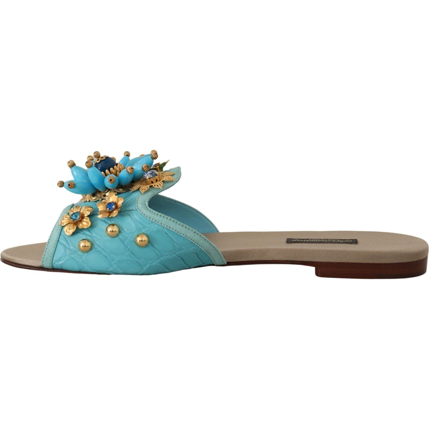Dolce & Gabbana Exquisite Crystal-Embellished Exotic Leather Sandals Dolce & Gabbana Slate Gray