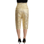 Dolce & Gabbana Beige Floral Brocade High Waist Trouser Cropped Pants PAN72789 - 40