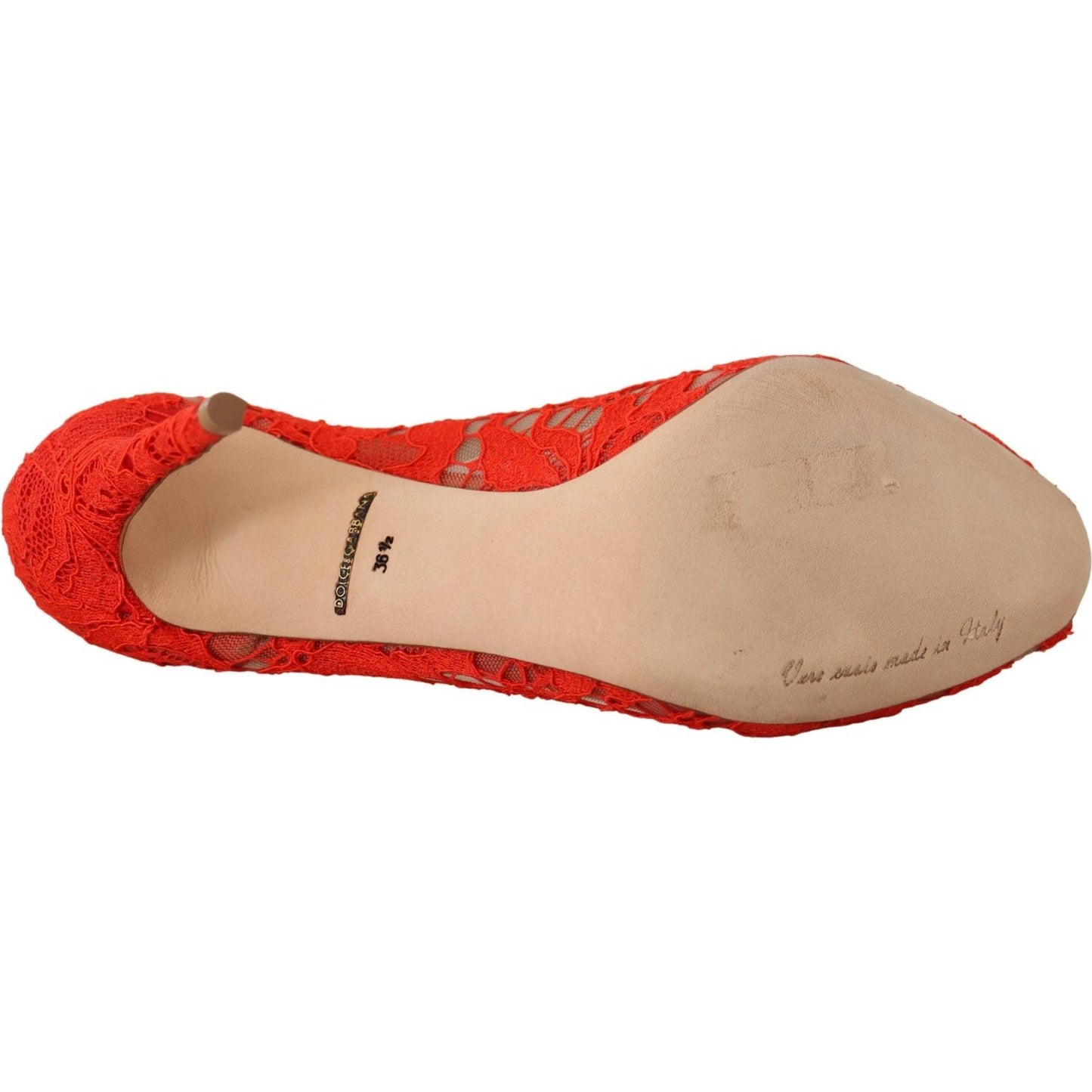 Dolce & Gabbana Red Crystal Taormina Lace Heels Pumps Dolce & Gabbana Rosy Brown